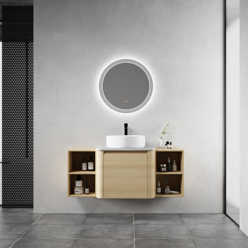 Mounted Bathroom Vanity With Art Sink, 2 Storage Shelves, Soft Close Door