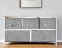 Load image into Gallery viewer, Steel And Fabric Five Drawer Dresser - Gray / White
