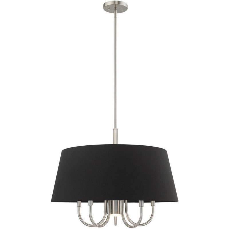 22'' Six-Light Dimmable Chandelier With Shades - Nickel