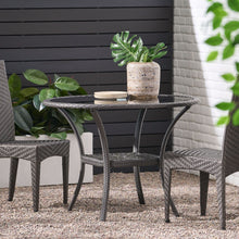 Load image into Gallery viewer, Bistro Table With Iron Frame And Glass Top - Gray
