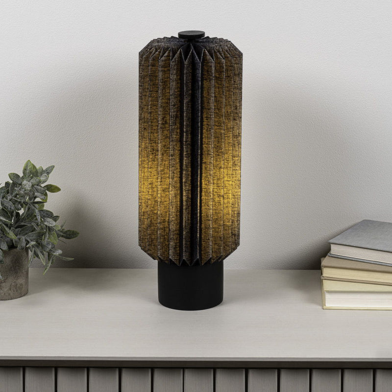 16" Geometric Table Lamp LED With Cylinder Shade - Black