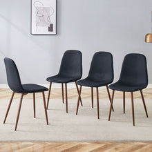 Load image into Gallery viewer, Luxury Simple Chair (Set of 4) Linen Cotton High Resilience Dining Chair With Metal Color Leg - Black / Walnut
