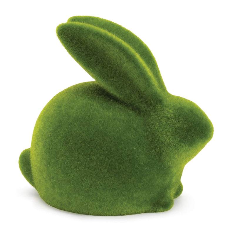 Faux Covered Rabbit Figurines (Set of 2) - Green / Moss