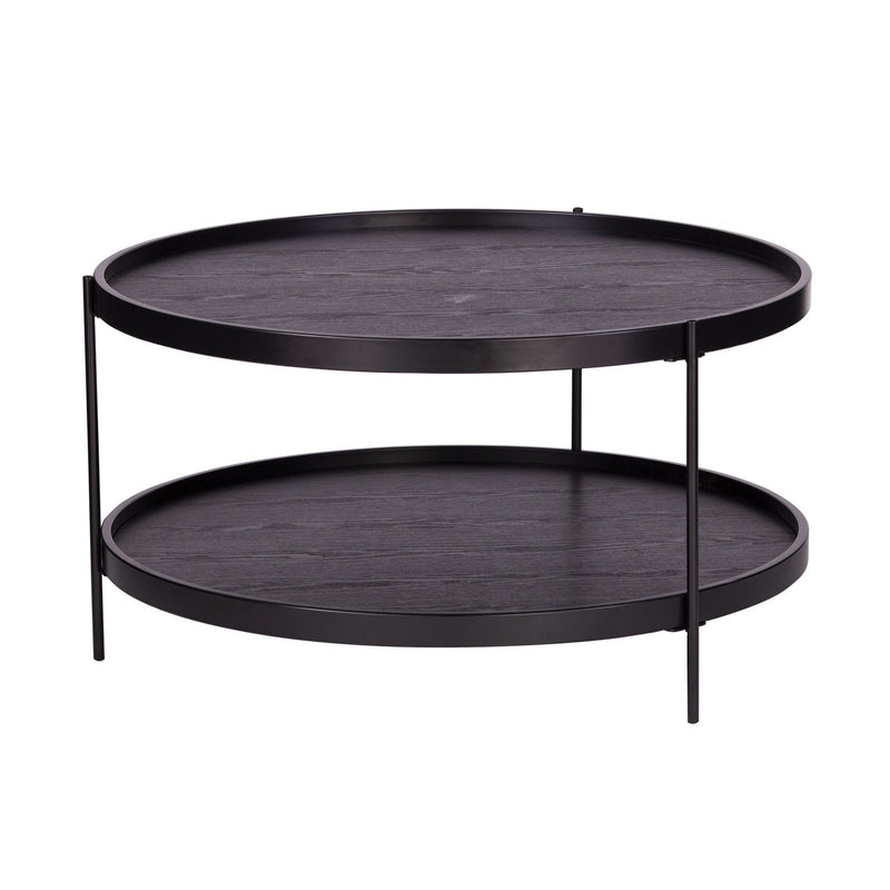 Manufactured Wood And Metal Round Coffee Table - Black