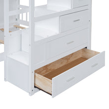 Load image into Gallery viewer, Full Over Twin Bunk Bed with Wardrobe, Drawers, White
