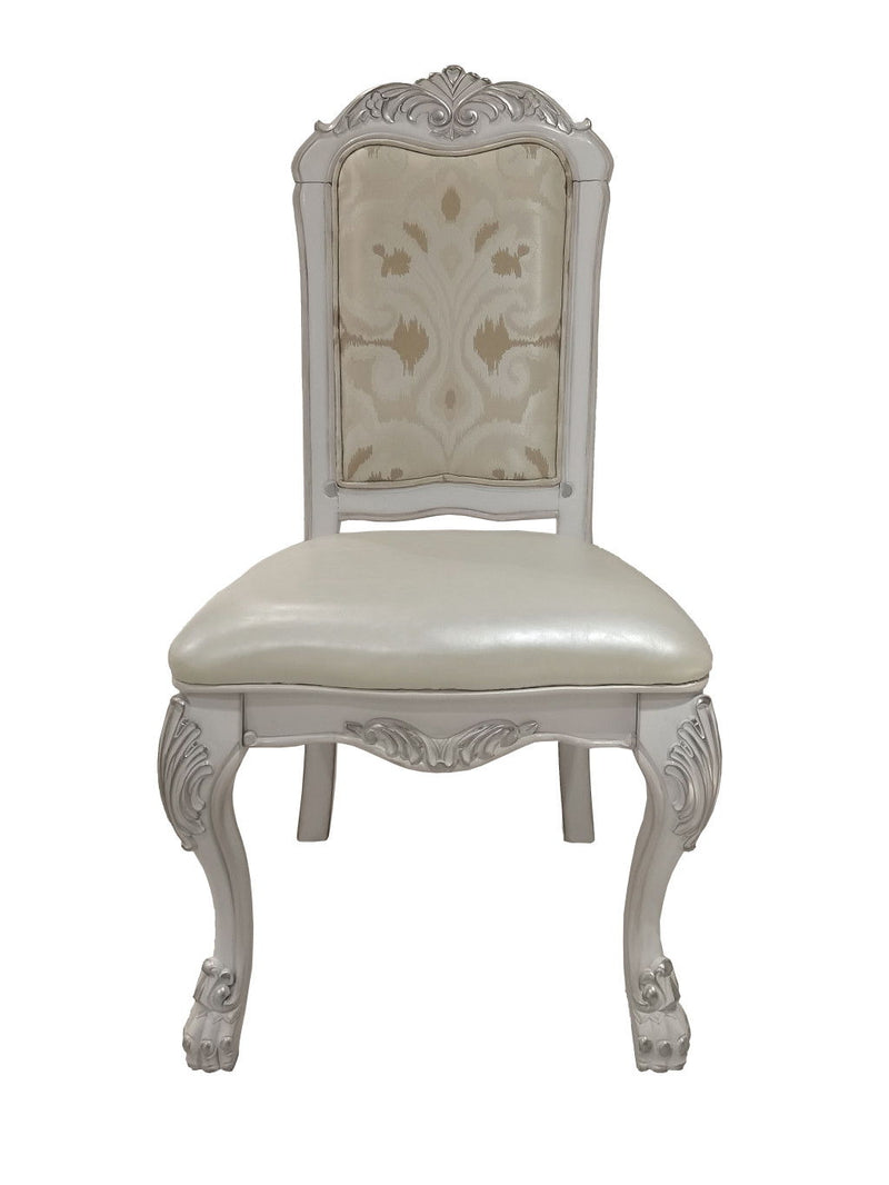 Tufted Upholstered Faux Leather Dining Side Chairs (Set of 2) - White