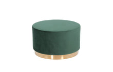 Load image into Gallery viewer, Velvet Footstool Ottoman - Green / Gold
