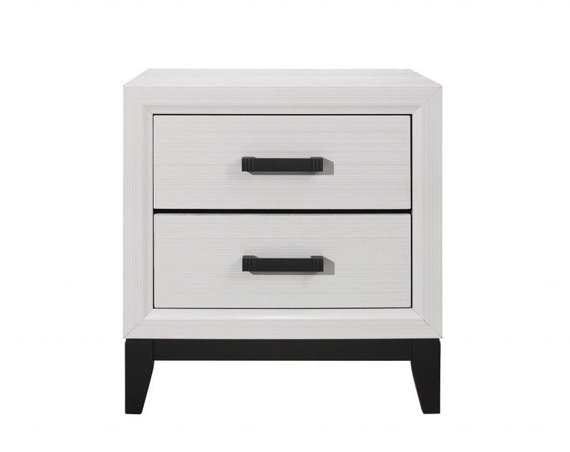 25" Two Drawer Nightstand - White