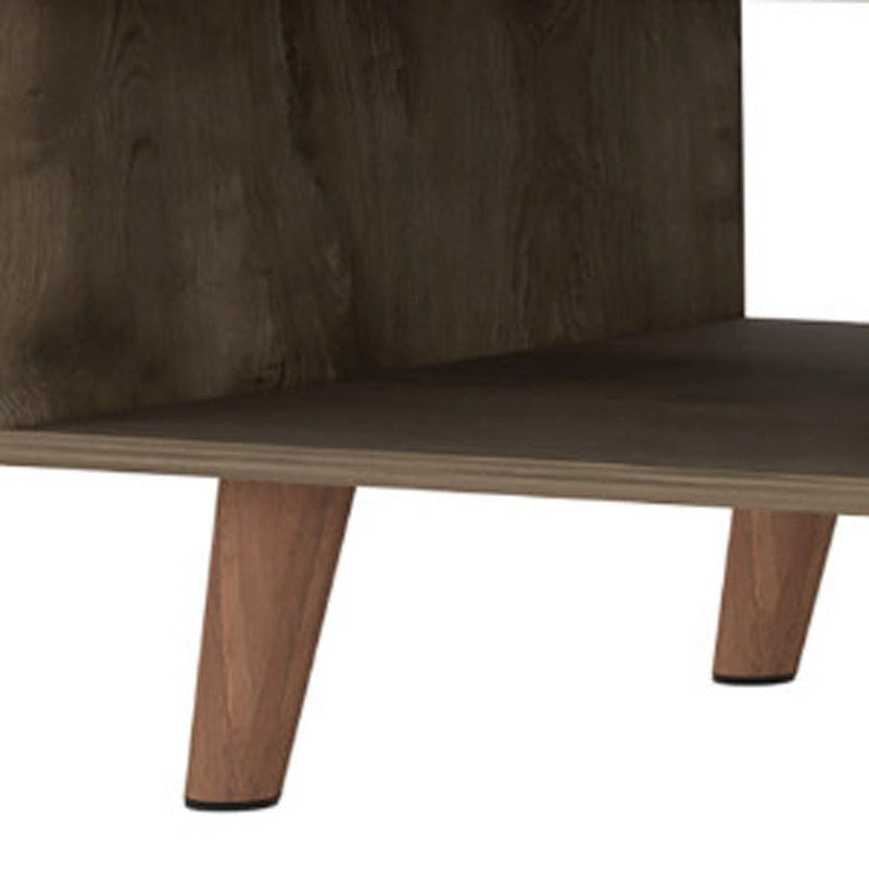40" Wood Coffee Table With Drawer And Shelf - Brown And White