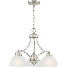 Load image into Gallery viewer, Three Light Metal Dimmable Chandelier With Shades - Nickel / Off White
