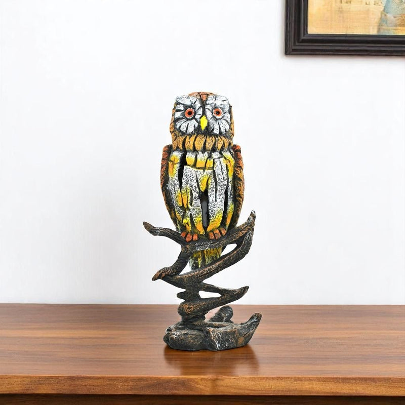Owl Tabletop Sculpture - Brown / Yellow / White
