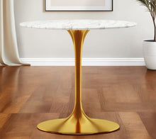 Load image into Gallery viewer, 32" Marble And Metal Dining Table - Gold
