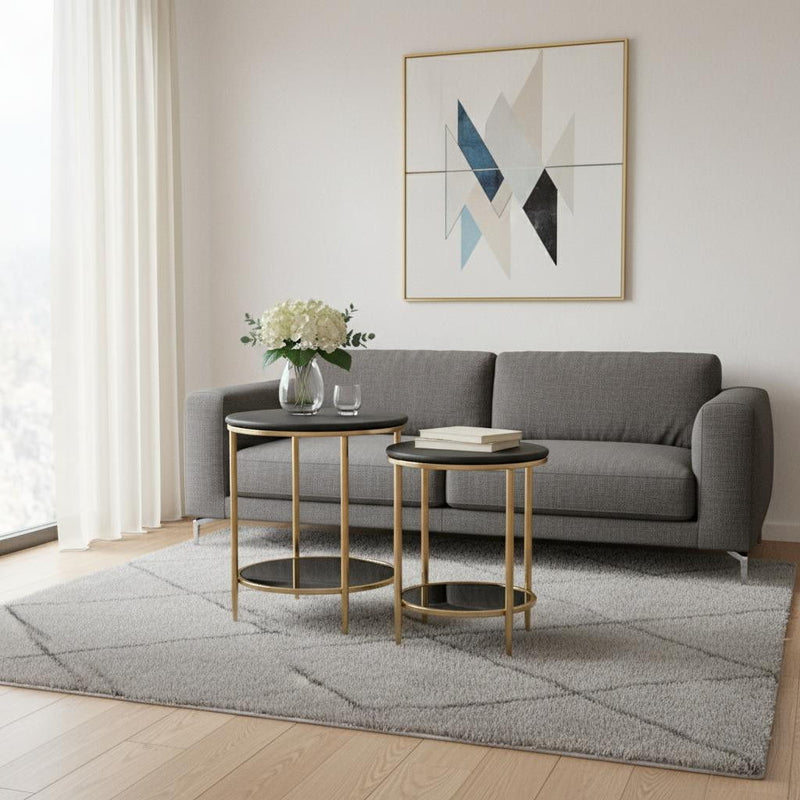 Genuine Marble Round Coffee Table - Black