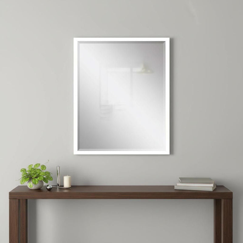 30" Solid Wood Framed Accent Mirror - White