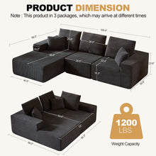 Load image into Gallery viewer, Modular Sectional Sofa With Chaise, L Shaped Cloud Couch With Deep Seat, Sectional Couches For Living Room - Black
