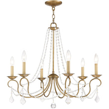 Load image into Gallery viewer, 24" Six Light Dimmable Chandelier With Shades - Antiqued Gold
