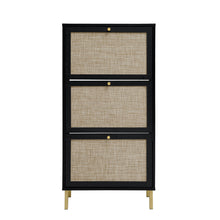 Load image into Gallery viewer, Modern Rattan 3 Door Shoe Rack Cabinet For Entryway
