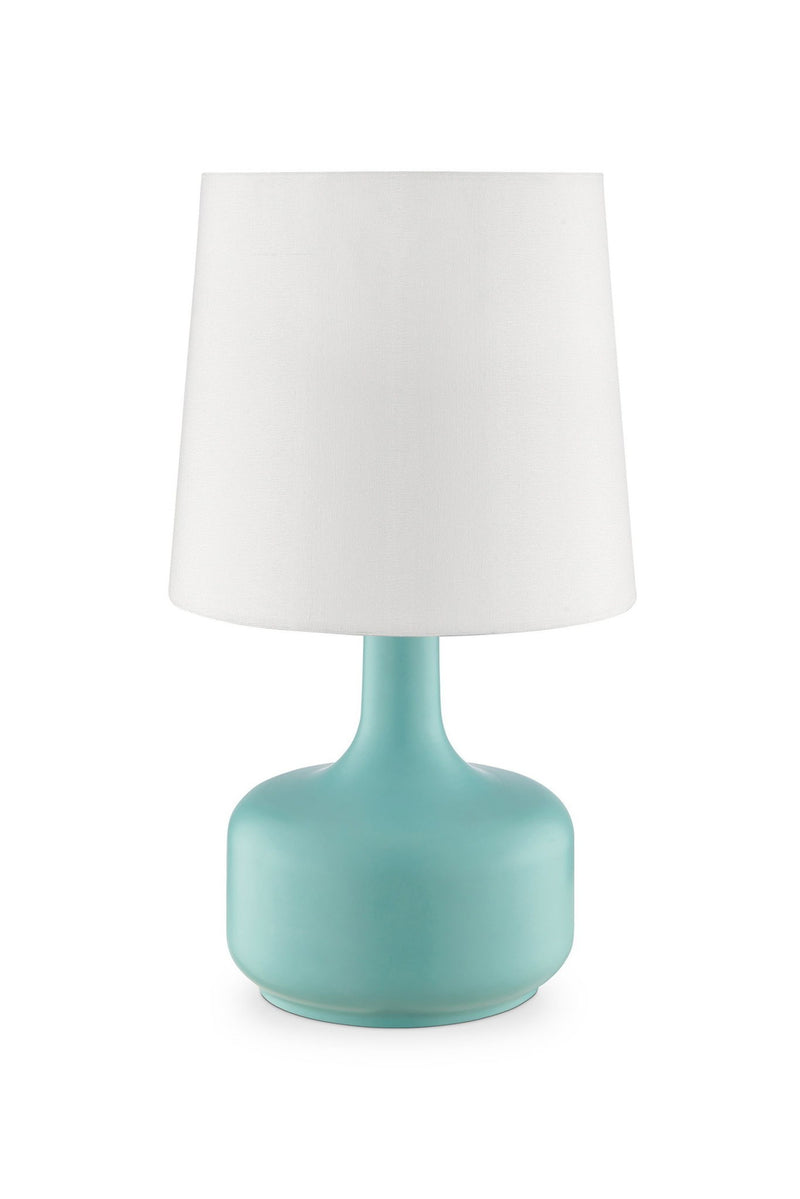 Metal Bedside Table Lamp With White Shade - Blue
