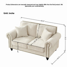 Load image into Gallery viewer, 2 Seater Sofa With Rolled Arms, Tufted Upholstered Couch
