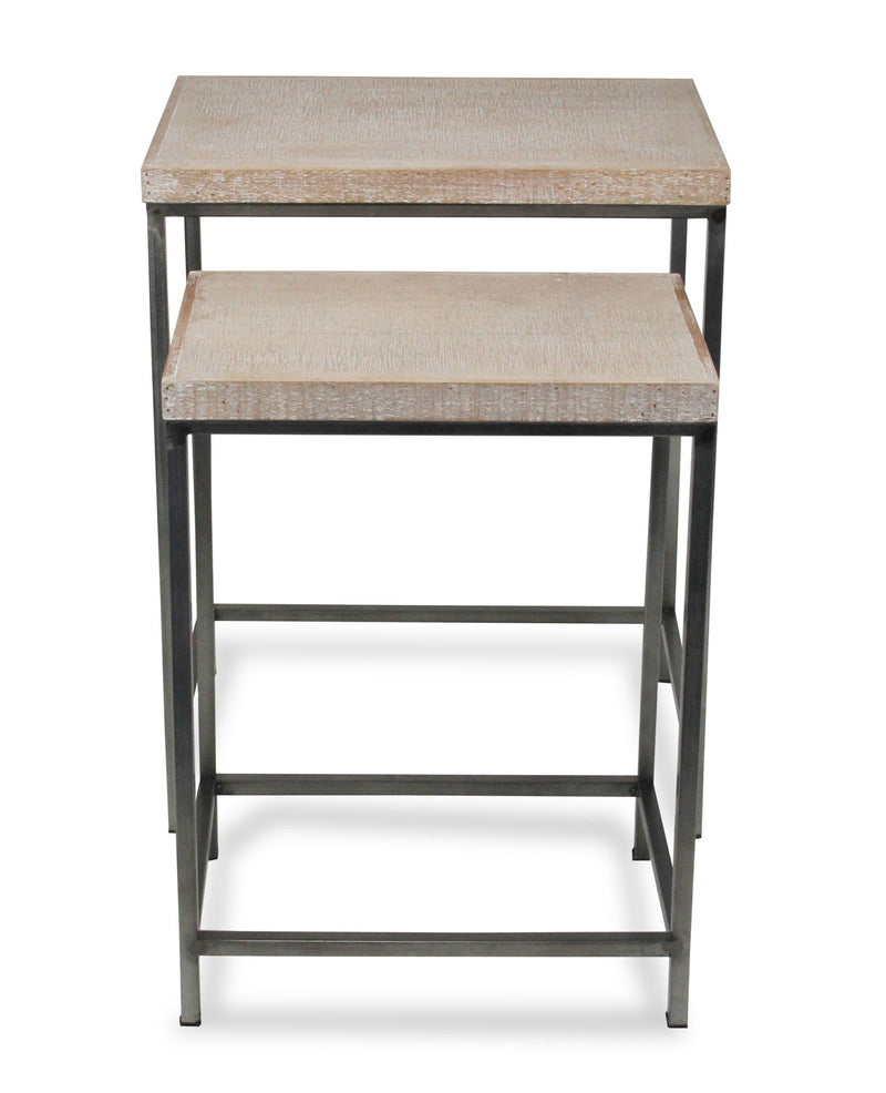 25" Solid Wood Nested Tables (Set of 2) - Black And Brown