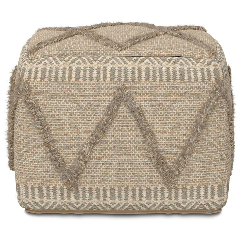 Wool Pouf Ottoman - Brown
