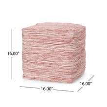 Load image into Gallery viewer, Enigma - Yarn And Cotton Square Pouf Ottoman With Polystyrene Beads - Red / White
