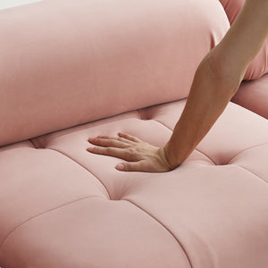 Modular Sectional Sofa, Button Tufted Designed and DIY Combination,L Shaped Couch with Reversible Ottoman, Pink Velvet