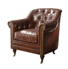 Load image into Gallery viewer, Top Grain Leather Tufted Chesterfield Chair - Brown
