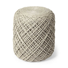 Load image into Gallery viewer, Wool Cylindrical Pouf With Diamond Pattern - Oatmeal
