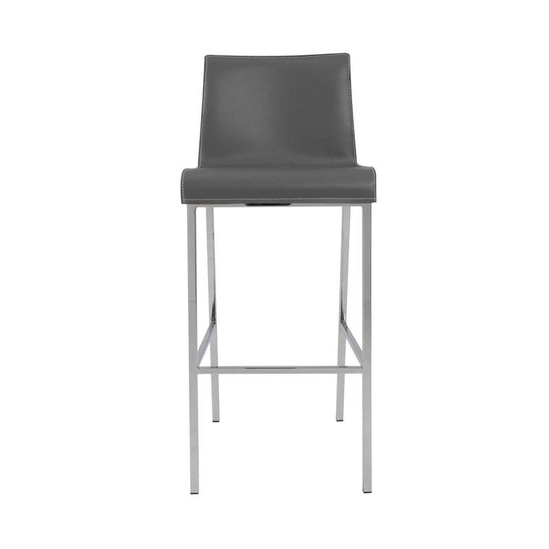 31" Steel Low Back Bar Height Bar Chairs (Set of 2) - Gray And Silver