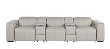 Load image into Gallery viewer, Top Grain Leather Reclining Metal USB Sofa (720397) - Light Gray
