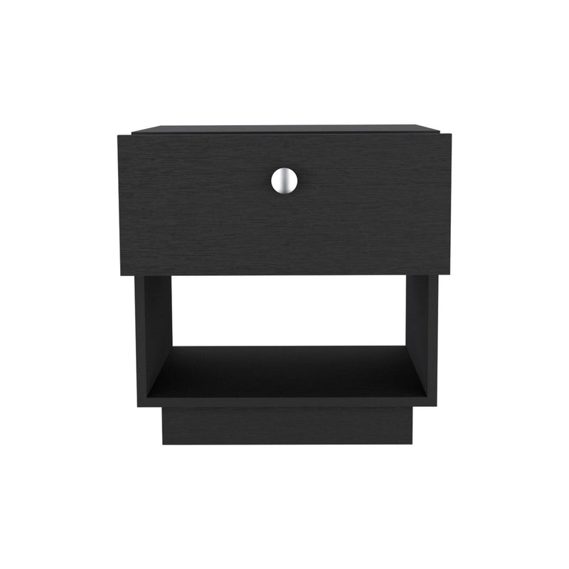 20" One Drawer Faux Wood Nightstand - Black