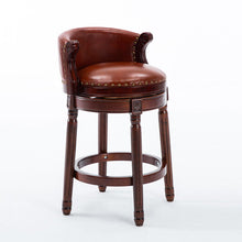 Load image into Gallery viewer, Seat Height 26'' Cow Top Wooden Bar Stool, 360 Degree Swivel Bar Height Chair With Backs For Home Kitchen Counter
