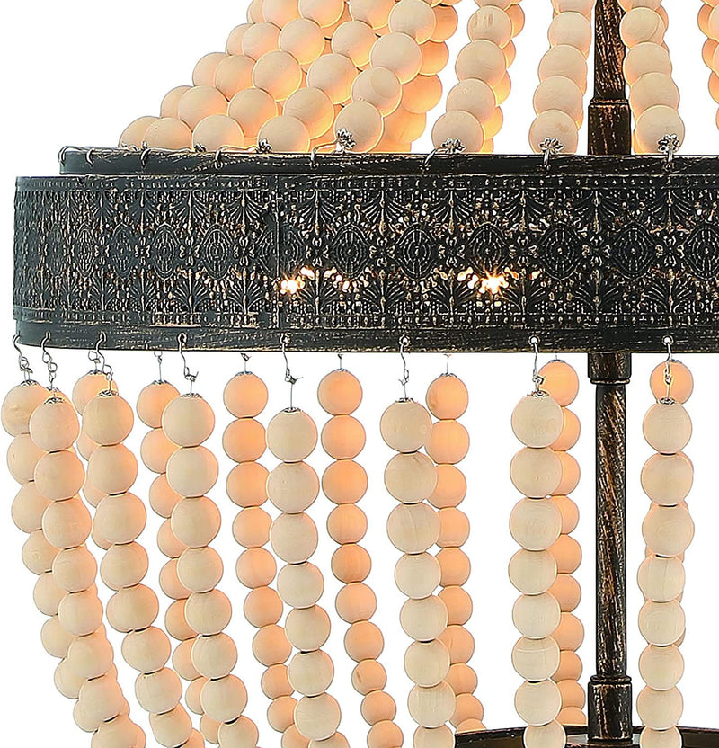17" Candle Style Five Light Metal Dimmable Chandelier - Black / Gold