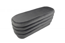 Load image into Gallery viewer, Velvet Tufted Oval Ottoman - Gray
