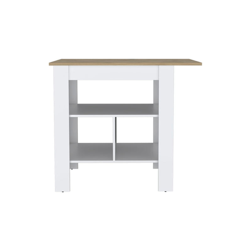 35" Wood Kitchen Island With Storage - White