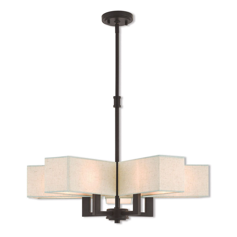 21'' Five-Light Dimmable Chandelier With Shades - Bronze