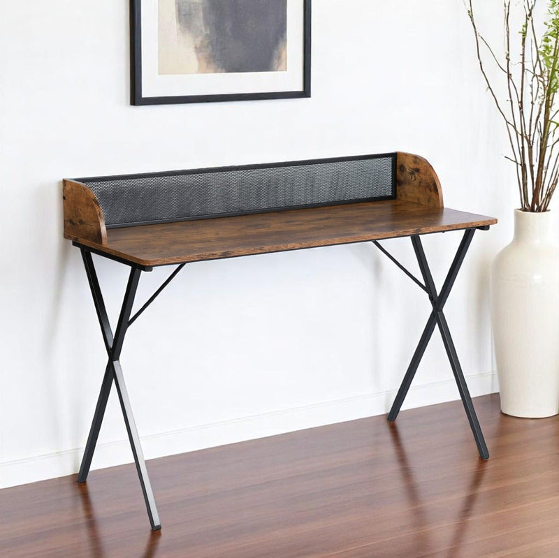 47" Wood And Metal X-Shape Computer Desk - Black And Brown