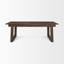 Load image into Gallery viewer, 106" Solid Wood Self-Storing Leaf Sled Base Extendable Dining Table - Brown
