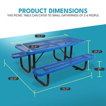Load image into Gallery viewer, Outdoor Steel Picnic Rectangular Table With Umbrella Pole
