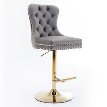 Load image into Gallery viewer, Thick Swivel Barstools Adjusatble Seat Height From 25-33", Modern Upholstered Bar Stools With Backs Comfortable Tufted For Home Pub And Kitchen Island (Set of 2)
