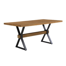 Load image into Gallery viewer, Farmhouse Style X Shaped Legs Dining Table With Moulded Details - Brown
