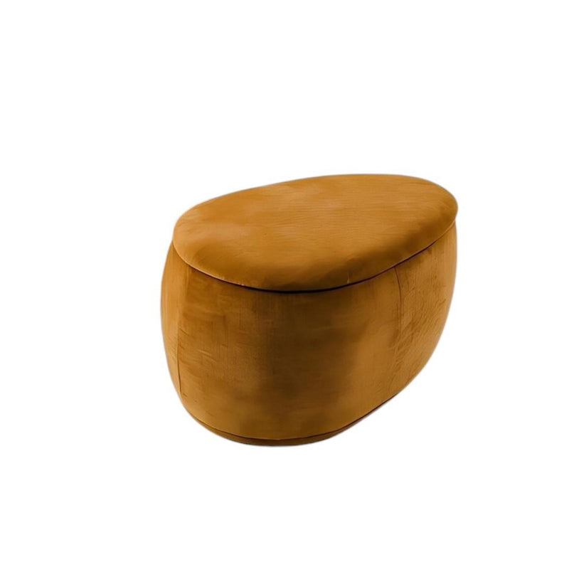 Chenille Oval Ottoman With Storage (Set of 2) - Gold