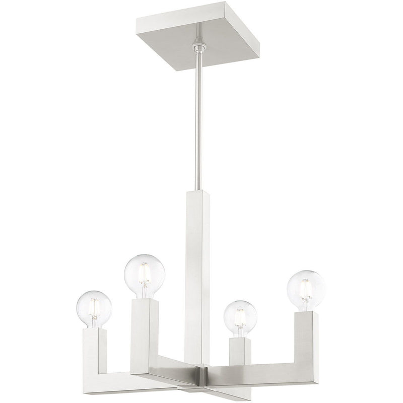 18'' Four Light Dimmable Chandelier With Shades - Nickel