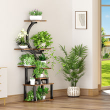 Load image into Gallery viewer, 8 Tier Indoor Plant Stand With 5 Grow Lights For Living Room - Rustic Brown
