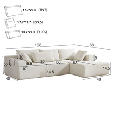 Load image into Gallery viewer, Modern Chenille Upholstered Sectional Sofa Couch Set With 6 Pillows,Free Combination
