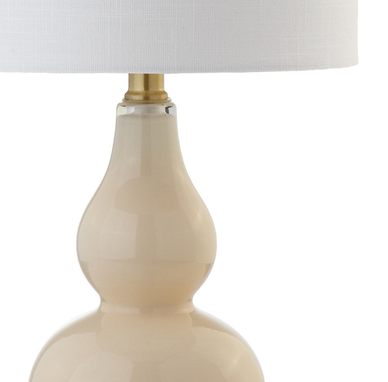 Gourd Desk Lamp LED With Drum Shade - Ivory