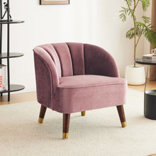 Load image into Gallery viewer, Elegant Upholstered Barrel Accent Chair With Wooden Legs
