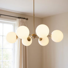 Load image into Gallery viewer, Sputnik Six Light Metal Chandelier With Shades - Brass

