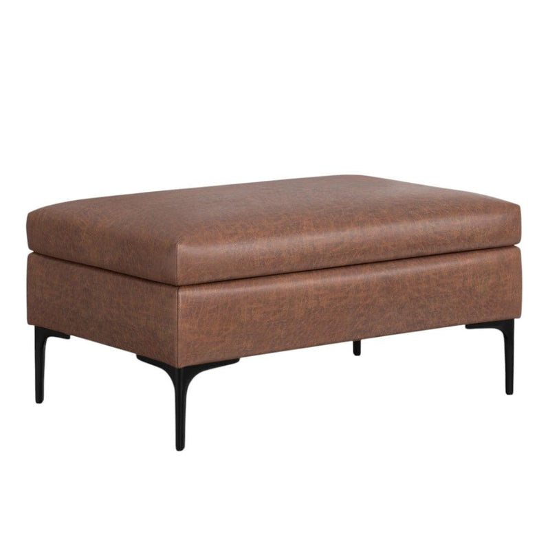 Mid-Century Upholstery Storage Ottoman - Black / Brown